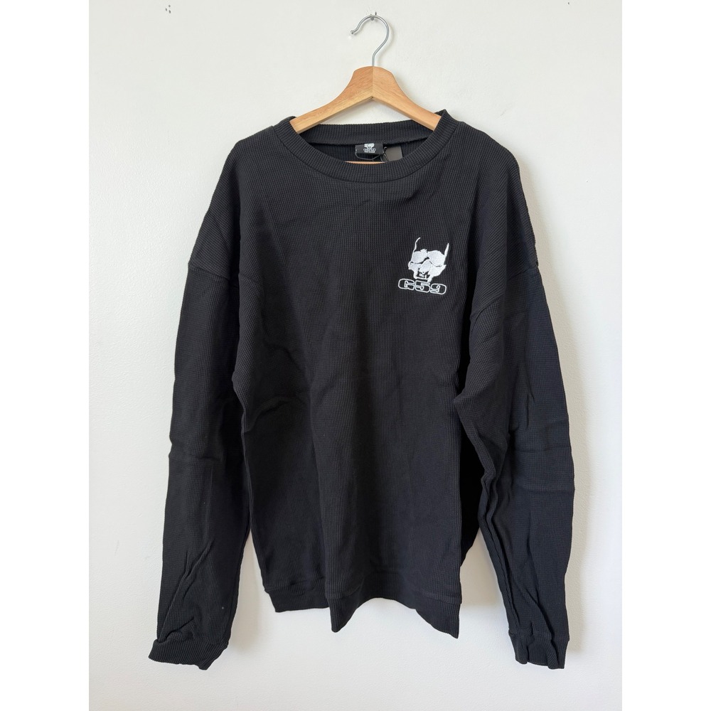 G59 Records Men's Thermal Waffle Knit Crew Shirt – Black – XL – NWT
